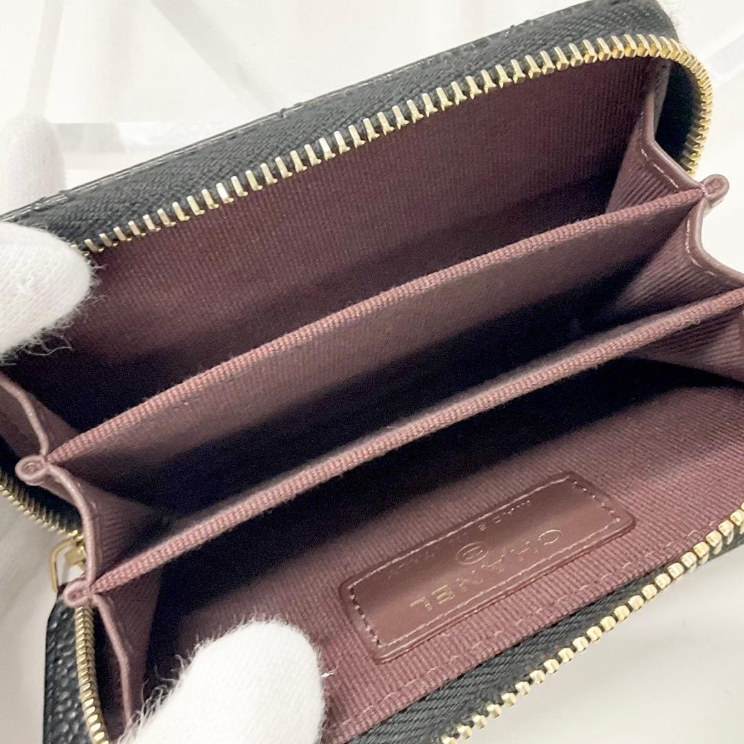 Chanel Caviar Leather CC Logo Zip Coin Purse Wallet Card Case — view 7