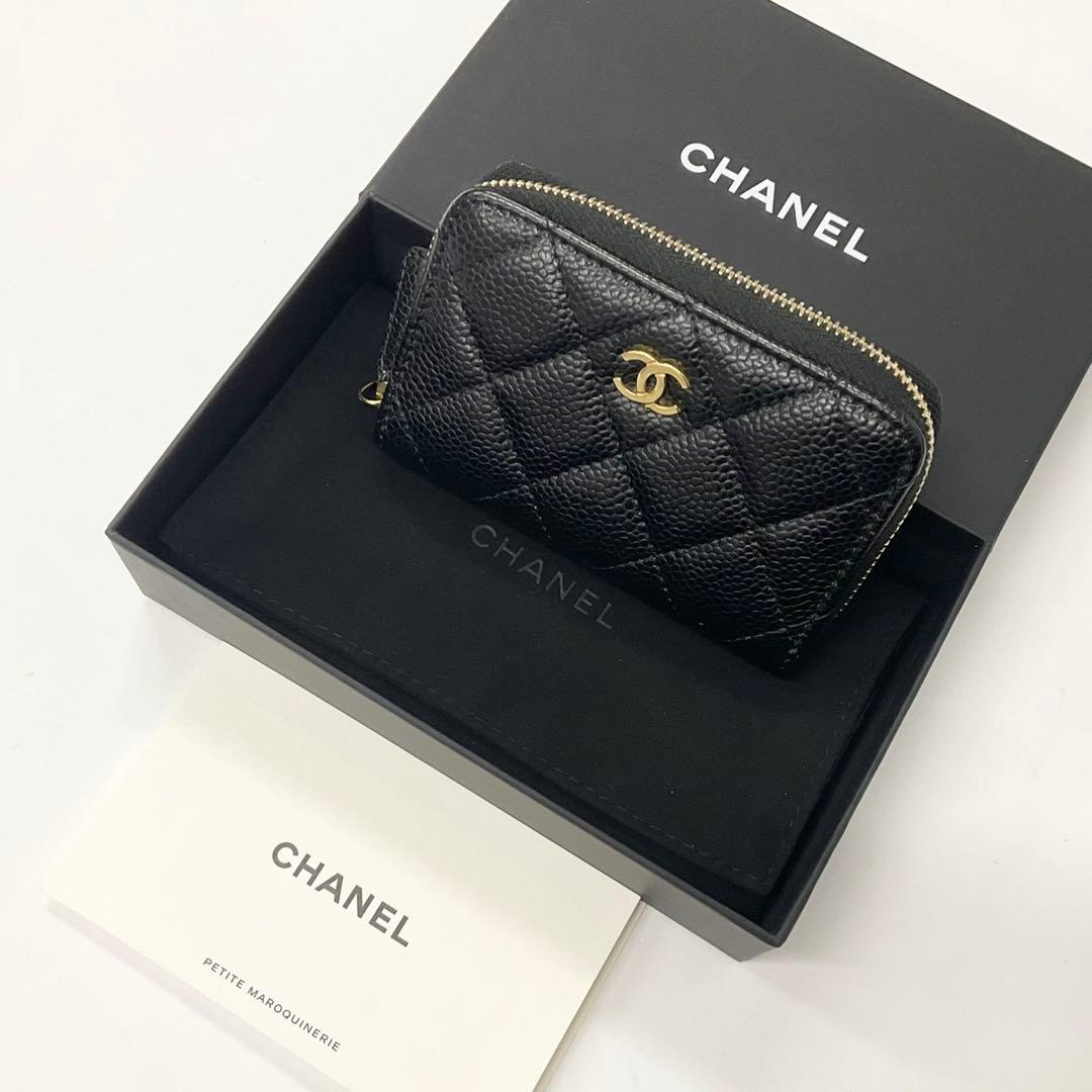 Chanel Caviar Leather CC Logo Zip Coin Purse Wallet Card Case — view 8