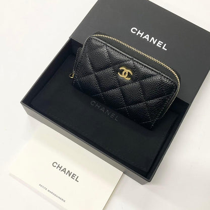 Chanel Caviar Leather CC Logo Zip Coin Purse Wallet Card Case — view 8