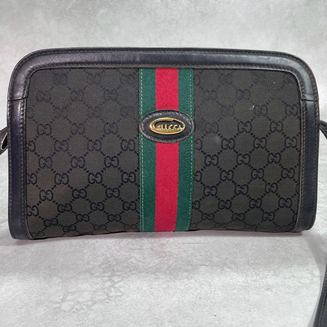 Gucci GG Sherry Line Shoulder Bag Black Leather — view 2