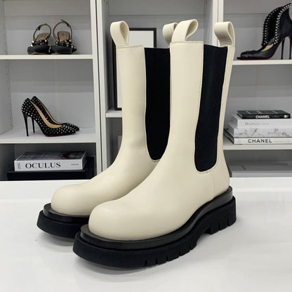 Unused Bottega Veneta Lug Chelsea Boots Side Gore Middle Boots