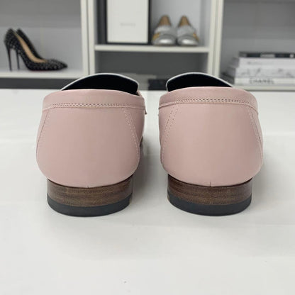 Hermes Royale Leather Fringe Loafers Pink White — view 5