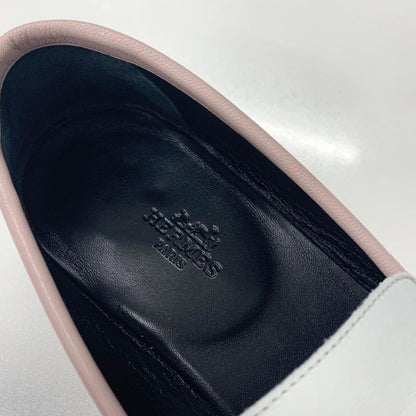 Hermes Royale Leather Fringe Loafers Pink White — view 7