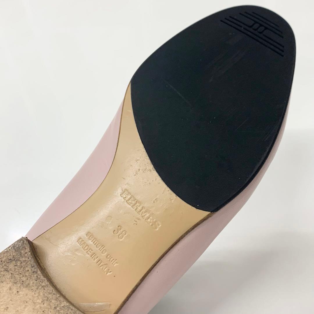Hermes Royale Leather Fringe Loafers Pink White — view 8