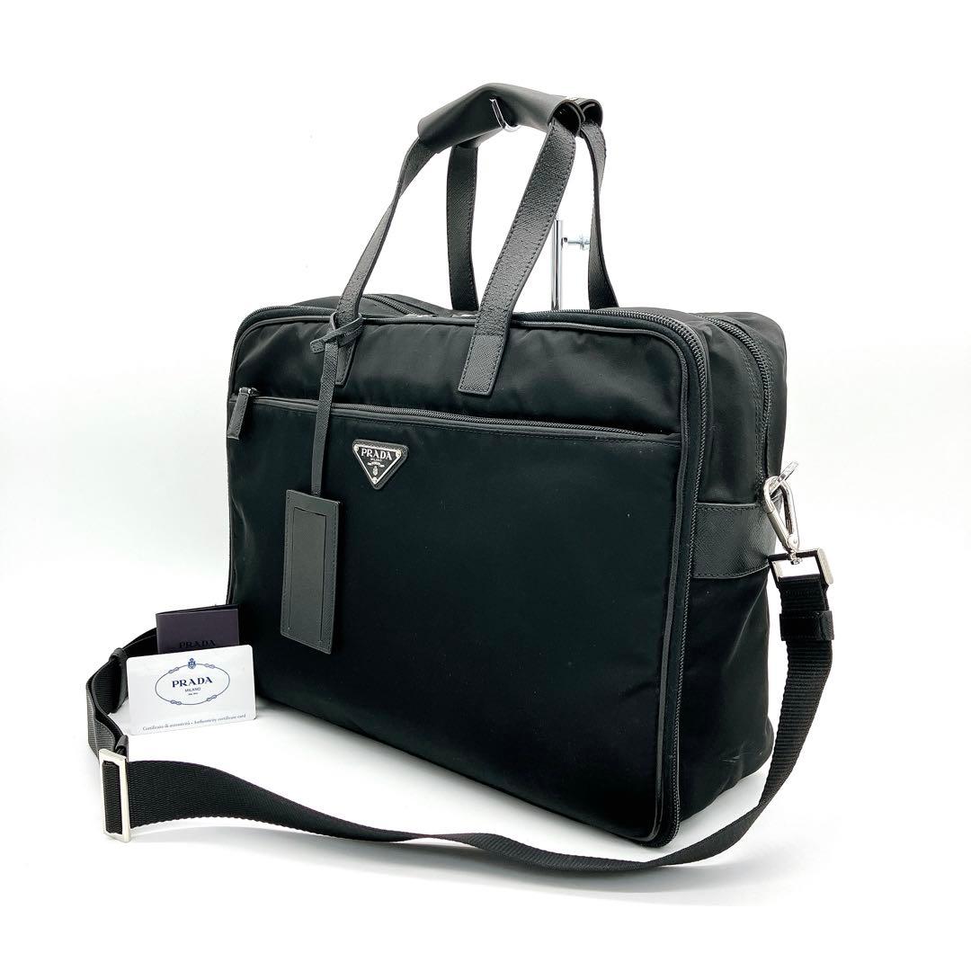 Prada 2-way Bag Business Bag Triangle Logo Plate Nylon Black