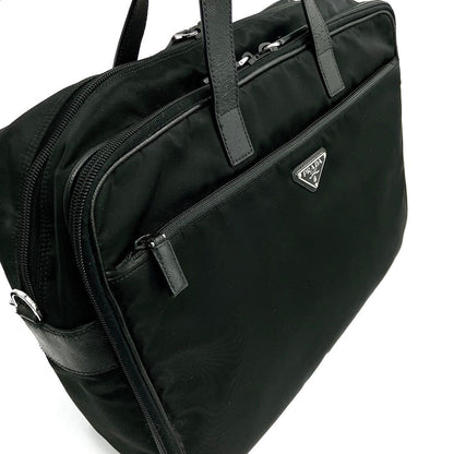 Prada 2-way Bag Business Bag Triangle Logo Plate Nylon Black