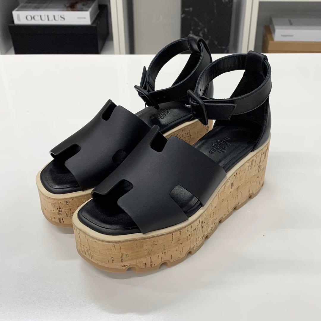 Hermes Leather Cork Platform Strap Sandals — view 3