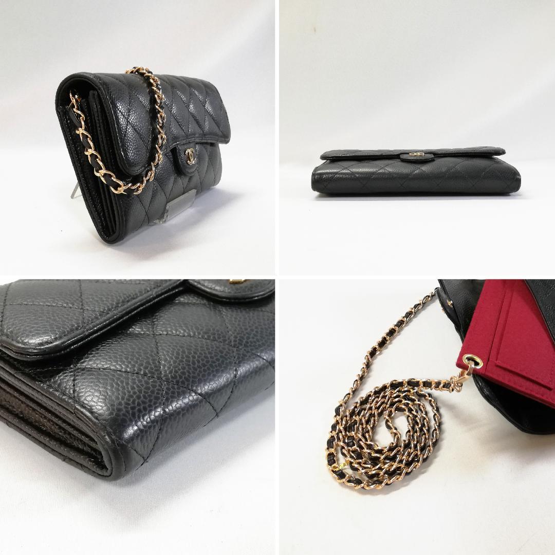 Chanel Caviar Leather Quilted Wallet Black Gold — view 3