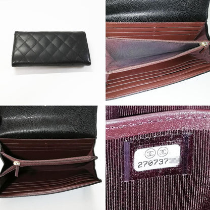 Chanel Caviar Leather Quilted Wallet Black Gold — view 4