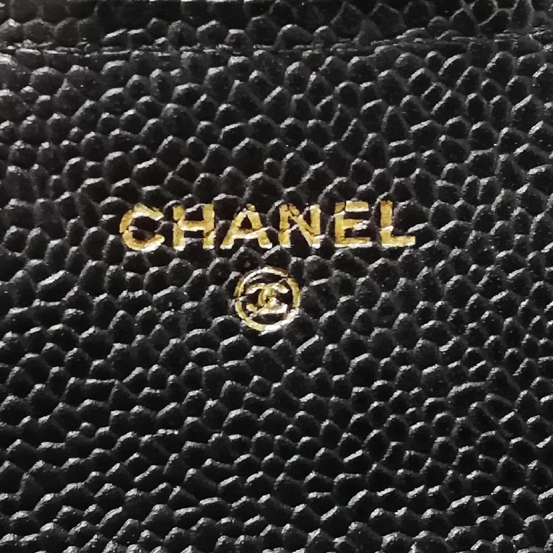Chanel Caviar Leather Quilted Wallet Black Gold — view 5