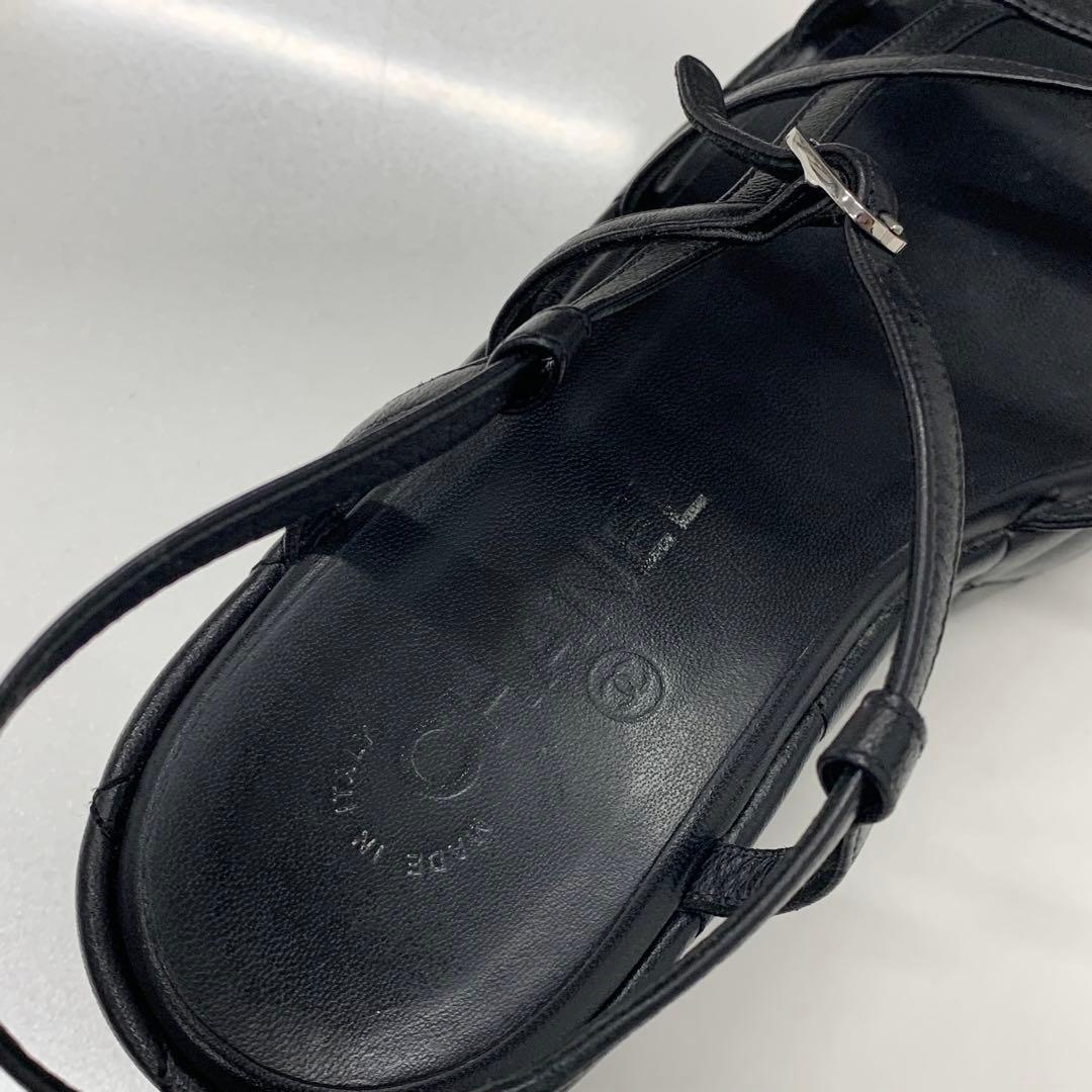 Chanel Quilted CC Logo Leather Strap Platform Sandals Black — view 8