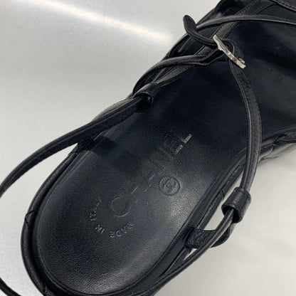Chanel Quilted CC Logo Leather Strap Platform Sandals Black — view 8
