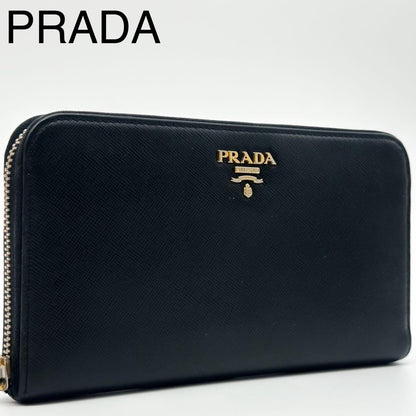 Prada Saffiano Zip Around Wallet Leather