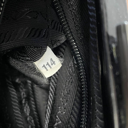 Prada Enamel Patent Leather Hand Bag Clasp Black