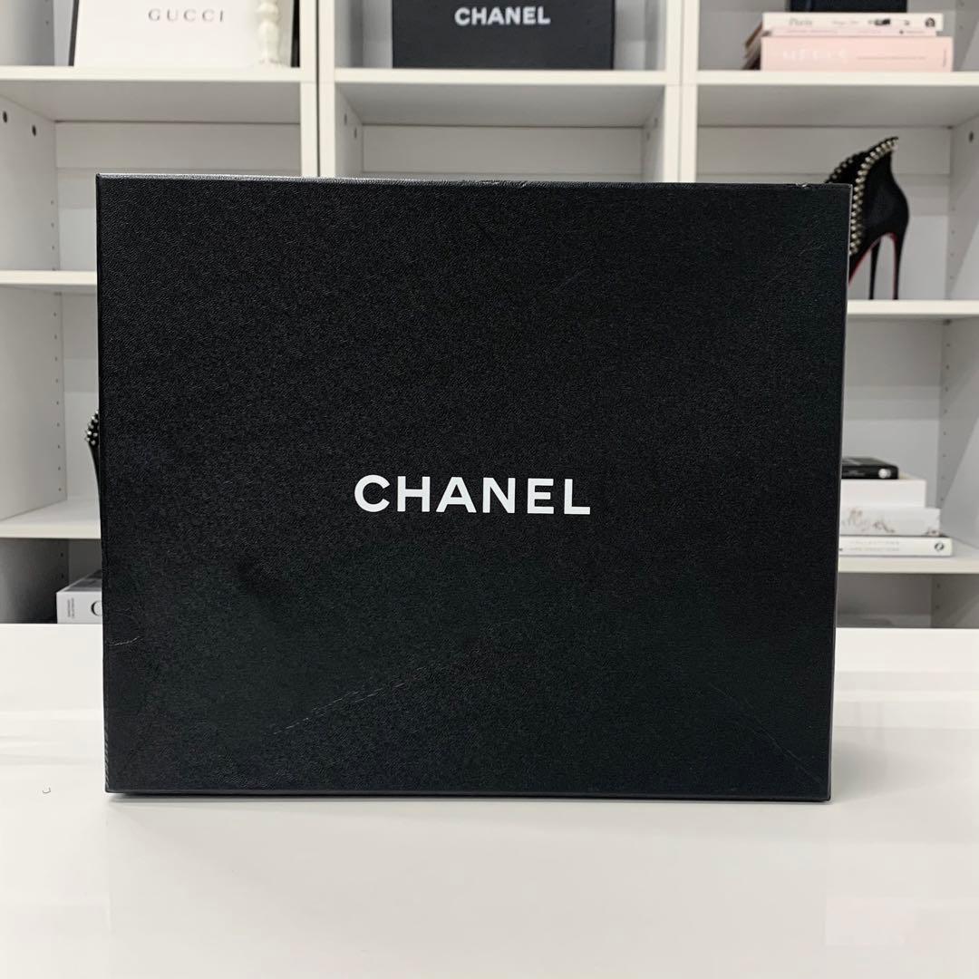 Chanel Leather Wood Coco Mark Chain Wedge Sole Sandals