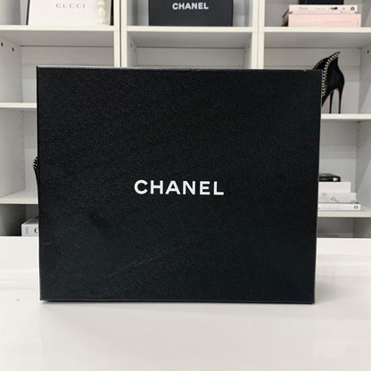 Chanel Leather Wood Coco Mark Chain Wedge Sole Sandals