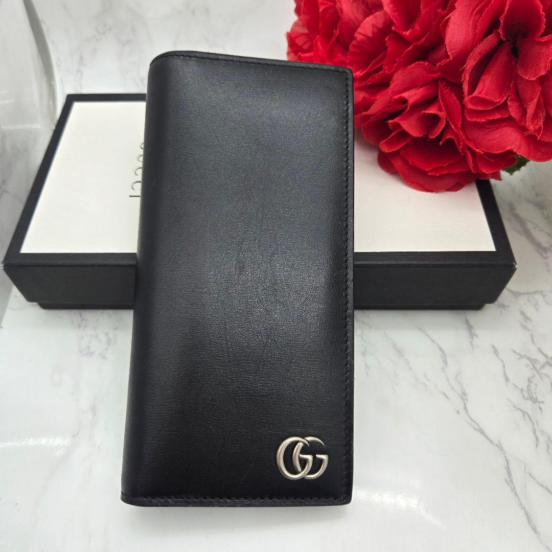 Gucci Wallet GG Marmont Silver Black
