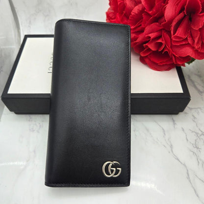 Gucci Wallet GG Marmont Silver Black