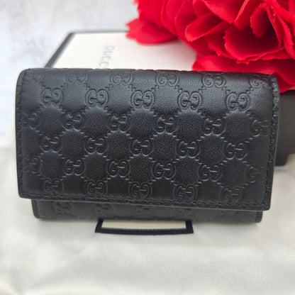 Gucci Micro Guccissima Key Case 6 Rows GG Black Key Holder