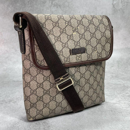 Gucci GG Shoulder Bag Brown Beige Leather Logo
