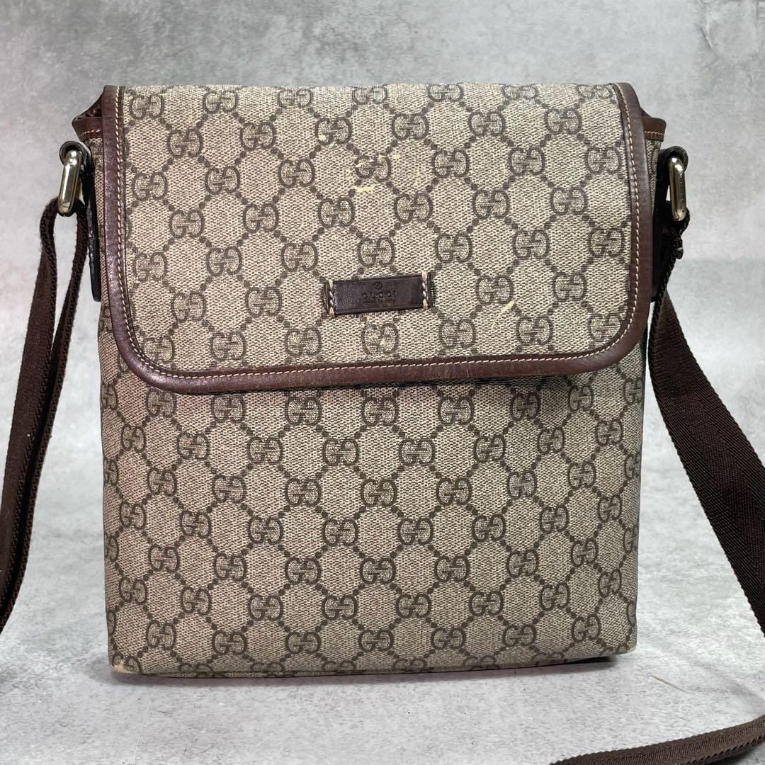 Gucci GG Shoulder Bag Brown Beige Leather Logo — view 2