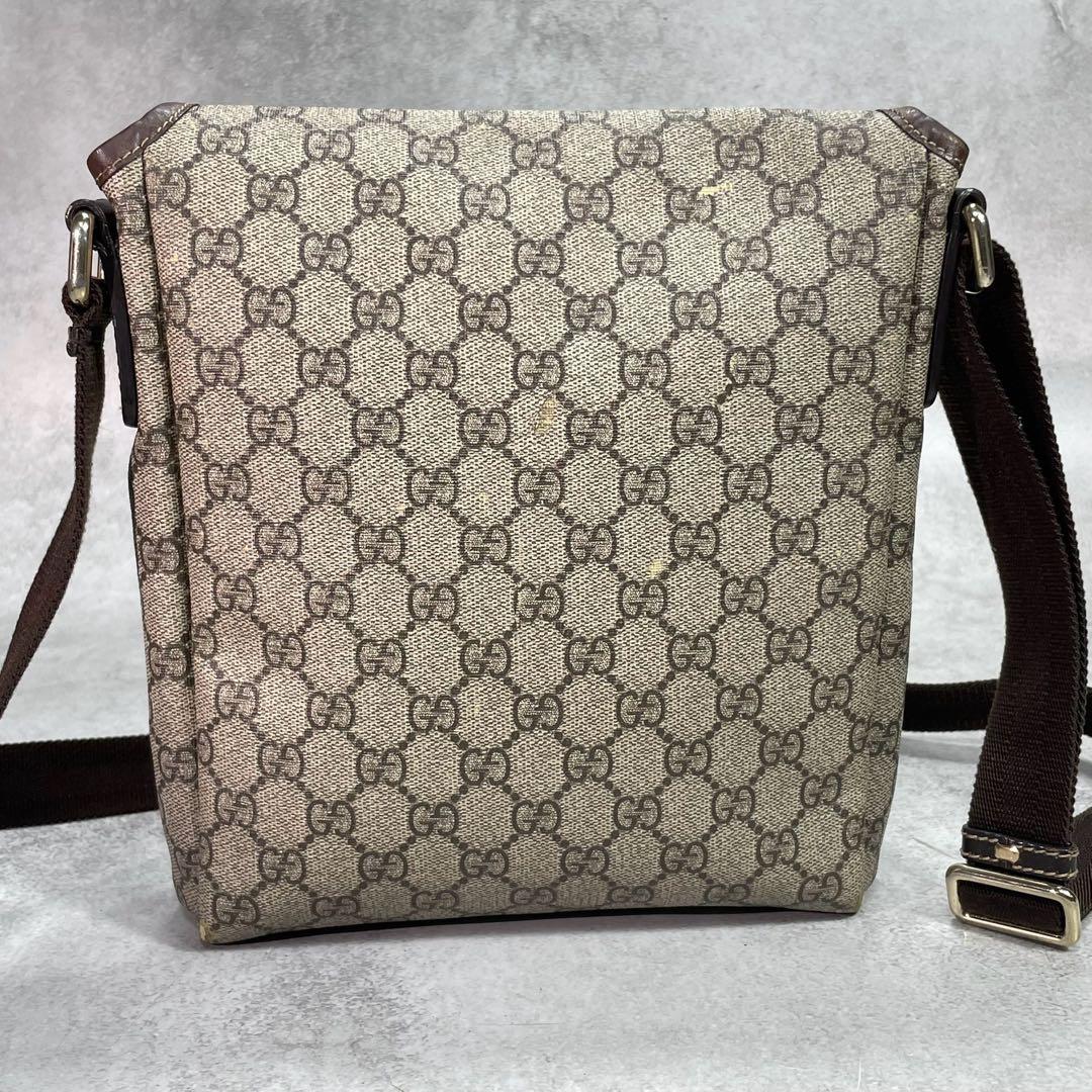 Gucci GG Shoulder Bag Brown Beige Leather Logo — view 3