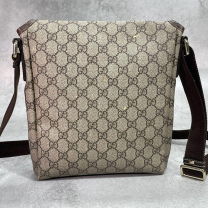 Gucci GG Shoulder Bag Brown Beige Leather Logo — view 3
