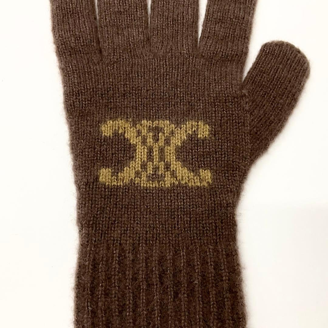 Celine Triomphe Monogram Gloves Brown