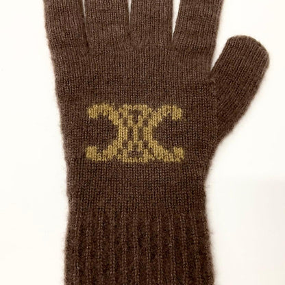 Celine Triomphe Monogram Gloves Brown