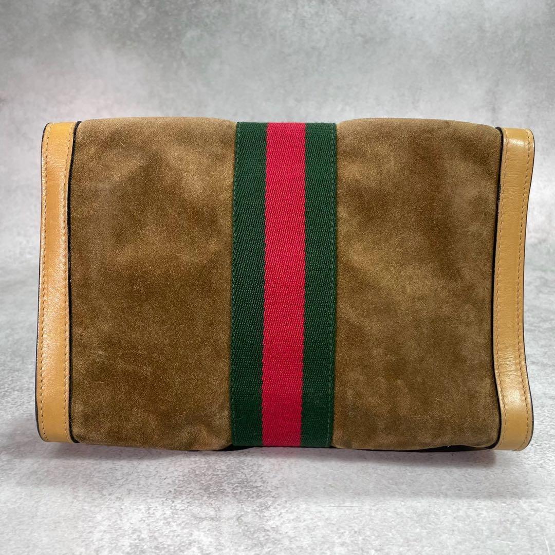 Gucci Sherry Line Clutch Suede Brown Leather — view 3