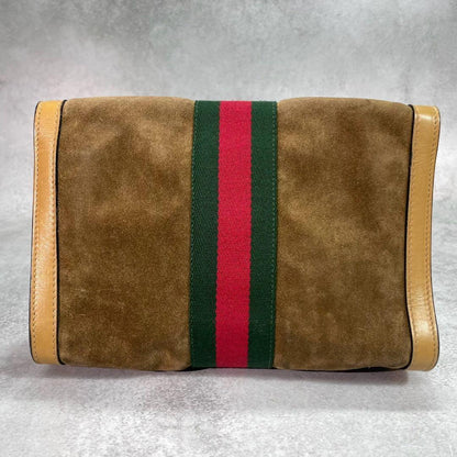 Gucci Sherry Line Clutch Suede Brown Leather — view 3