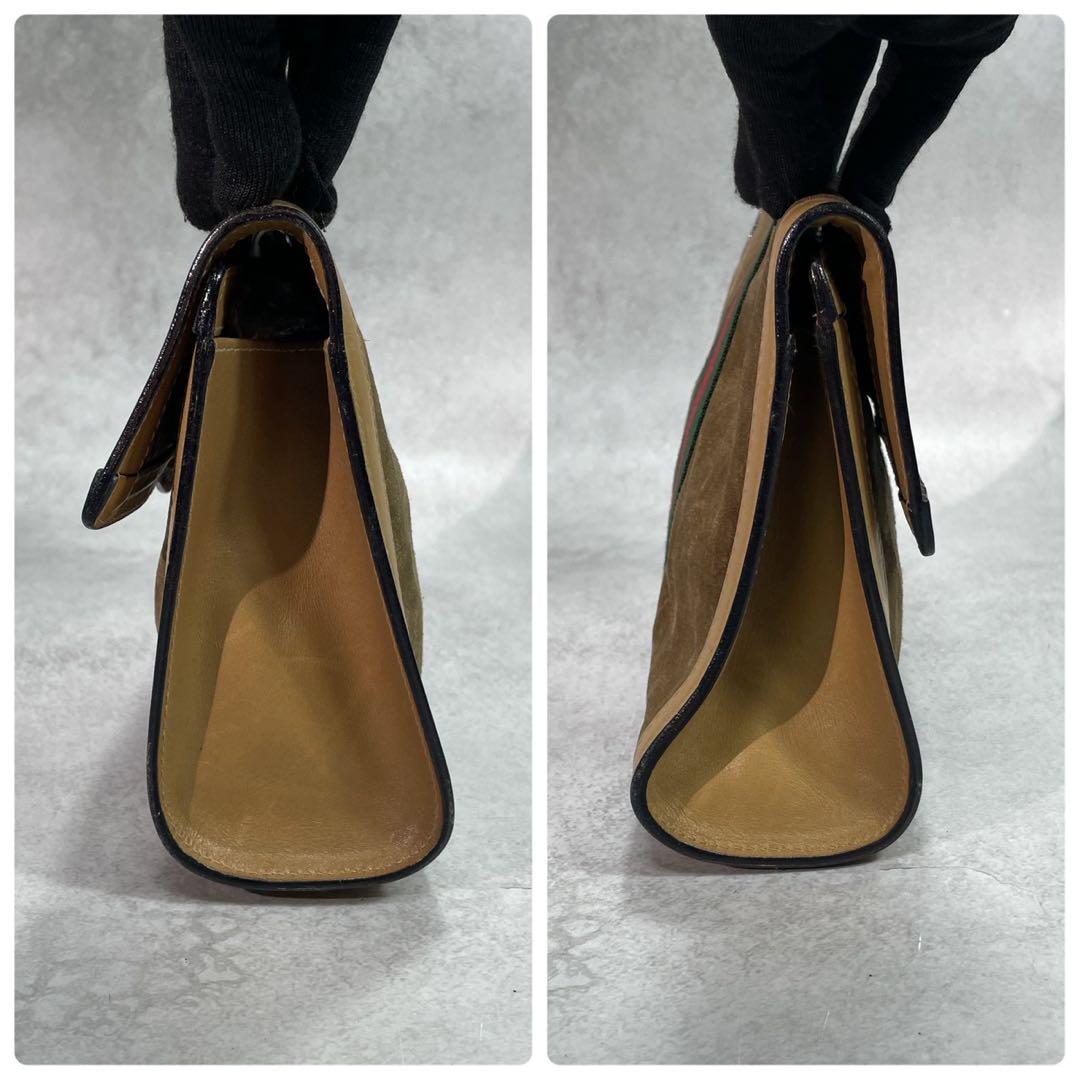 Gucci Sherry Line Clutch Suede Brown Leather — view 5