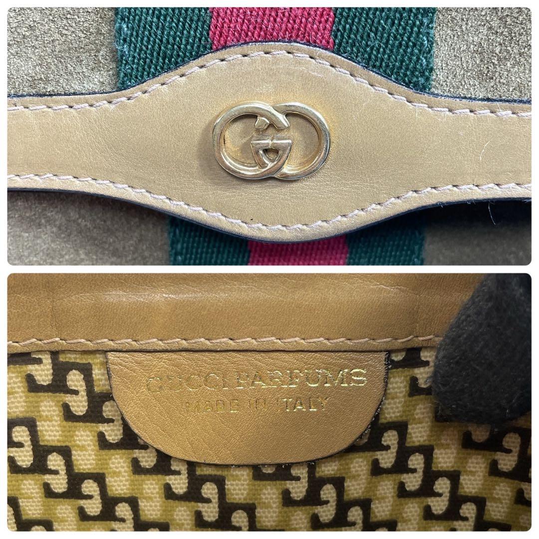 Gucci Sherry Line Clutch Suede Brown Leather — view 8