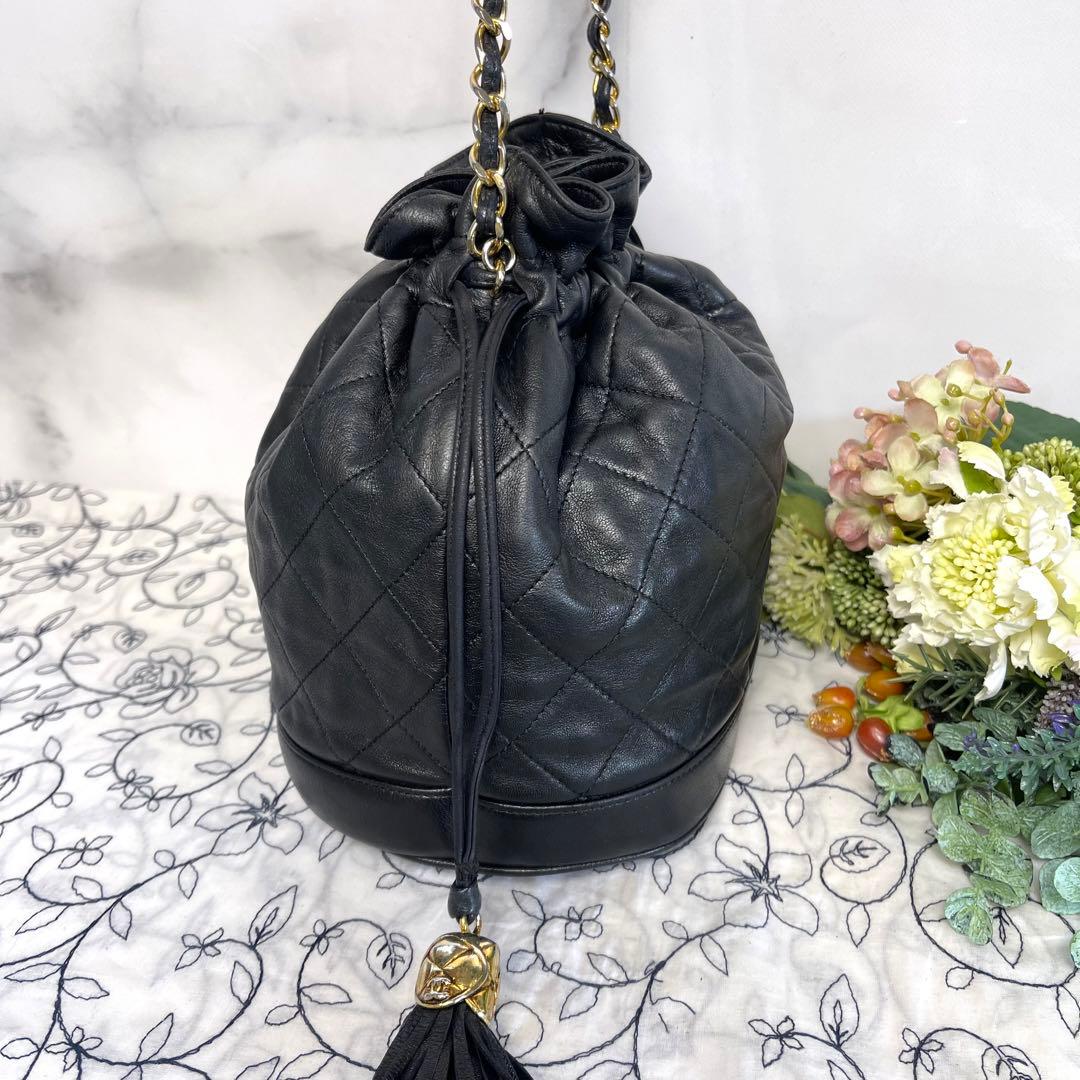 Chanel Drawstring Quilted Fringe Chain Shoulder — view 8