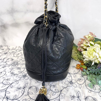 Chanel Drawstring Quilted Fringe Chain Shoulder — view 8
