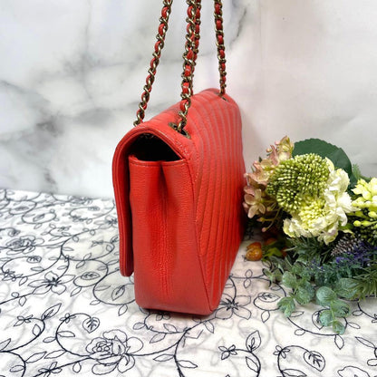 Chanel Mademoiselle Shoulder Bag Red Gold — view 7