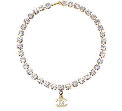 Chanel CC Logo Rhinestone Necklace — view 2