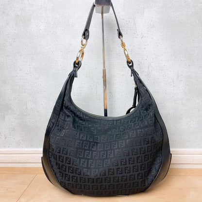 Fendi Zucchino Logo Charm Hobo Shoulder Bag Zucca — view 3