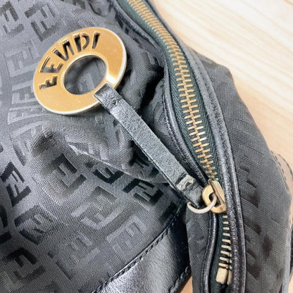 Fendi Zucchino Logo Charm Hobo Shoulder Bag Zucca — view 8