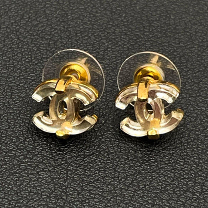 Chanel CC Logo Earrings Clear Icon Gold Coco — view 2
