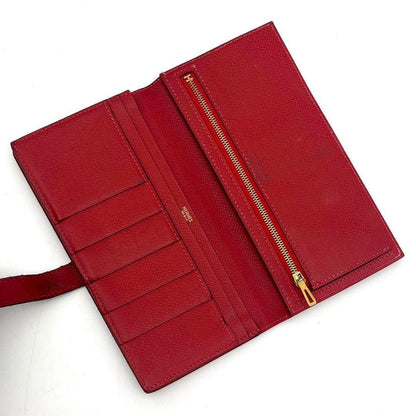 Hermes Bearn Souffle Red Fold Wallet Bifold Leather — view 3