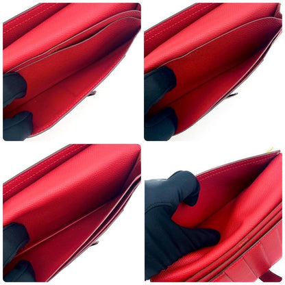 Hermes Bearn Souffle Red Fold Wallet Bifold Leather — view 4