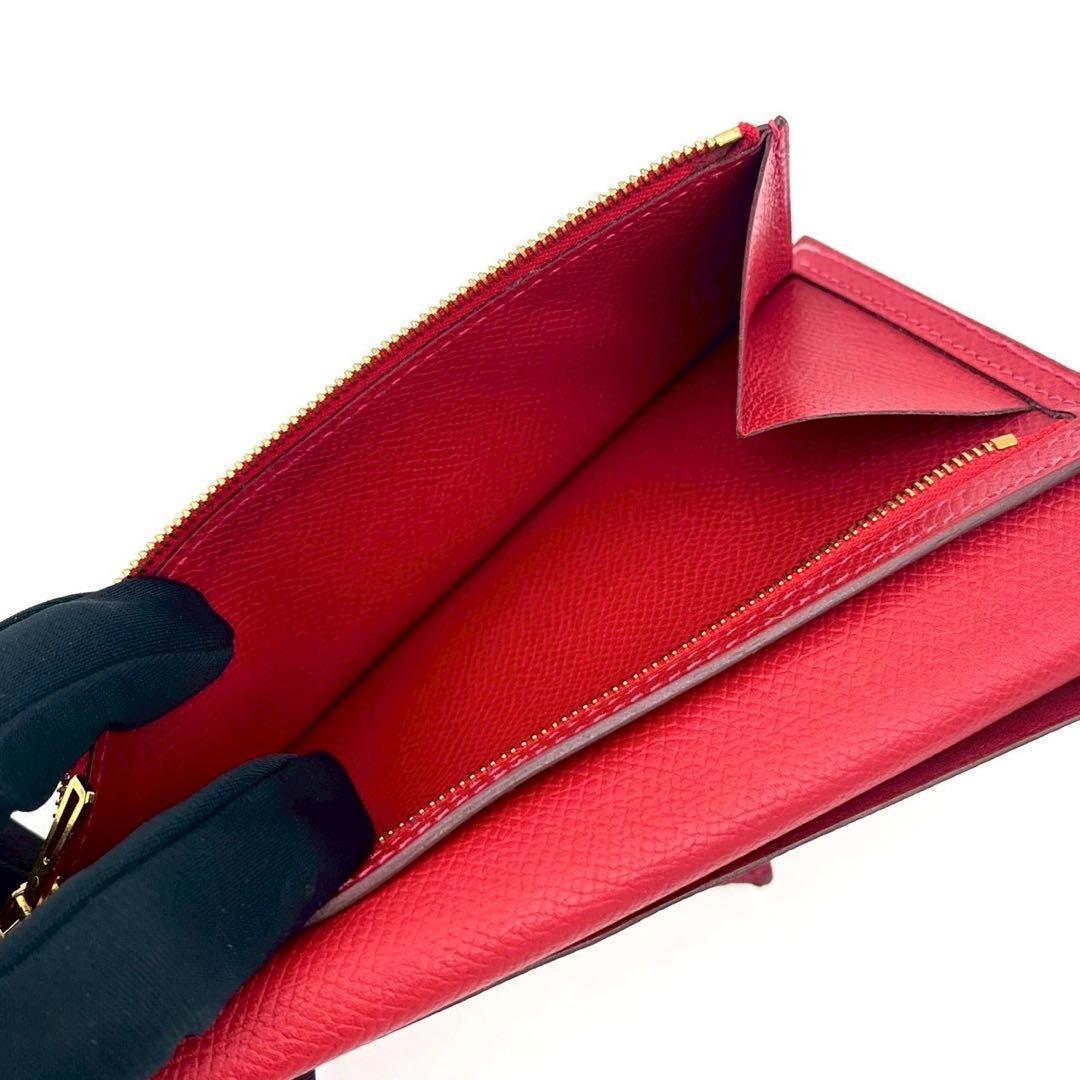 Hermes Bearn Souffle Red Fold Wallet Bifold Leather — view 5