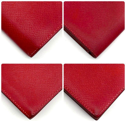 Hermes Bearn Souffle Red Fold Wallet Bifold Leather — view 7