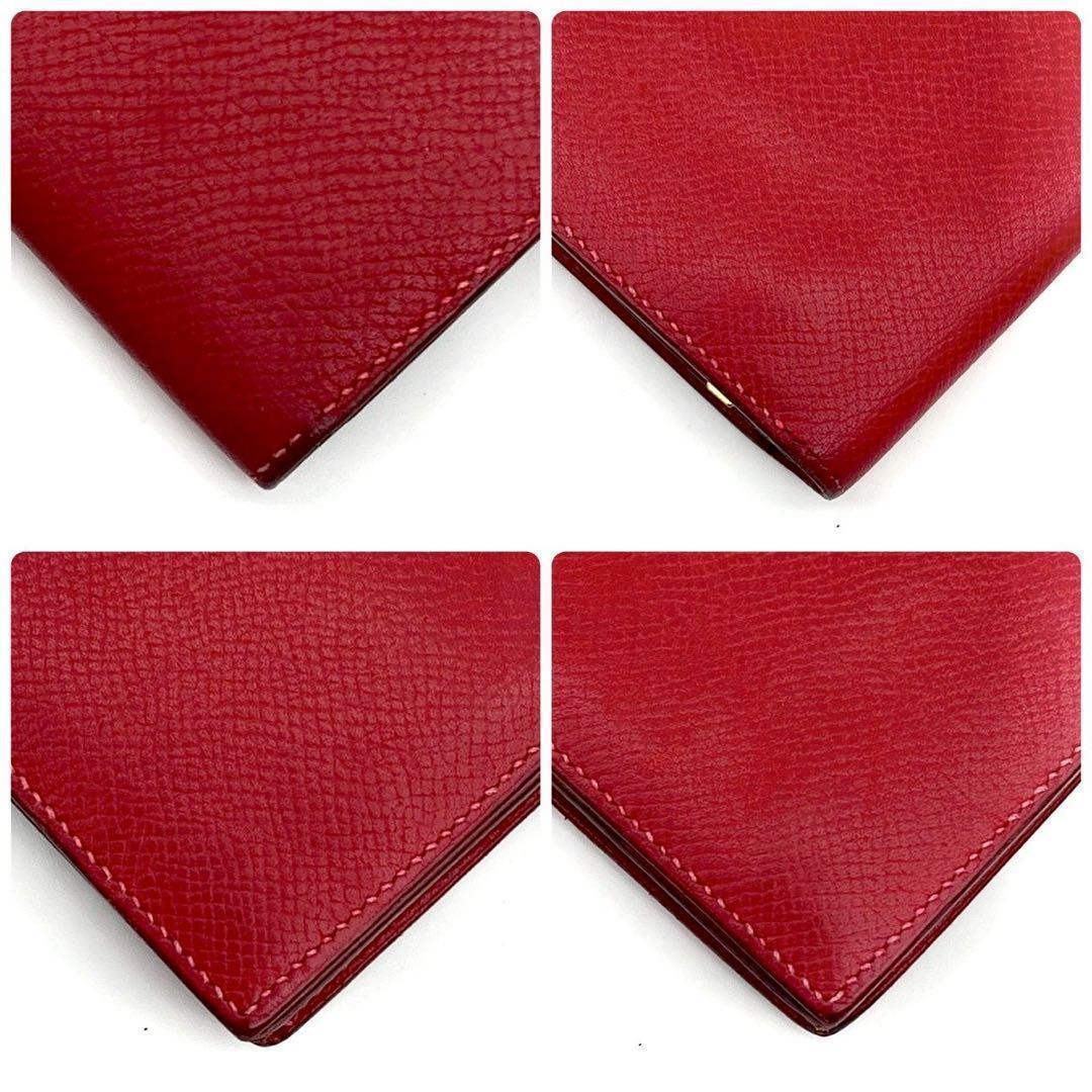 Hermes Bearn Souffle Red Fold Wallet Bifold Leather — view 8