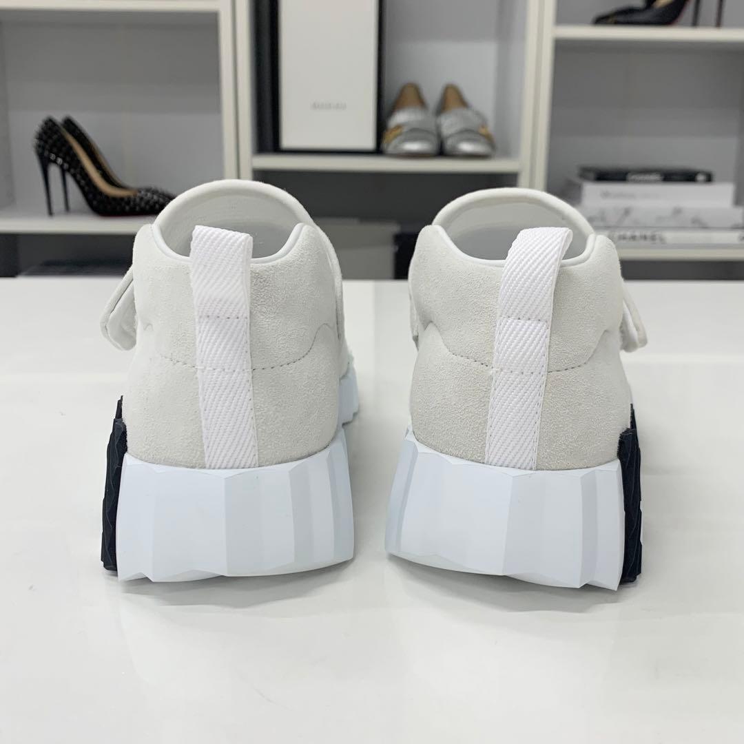 Hermes Suede Fabric Velcro Sneakers White