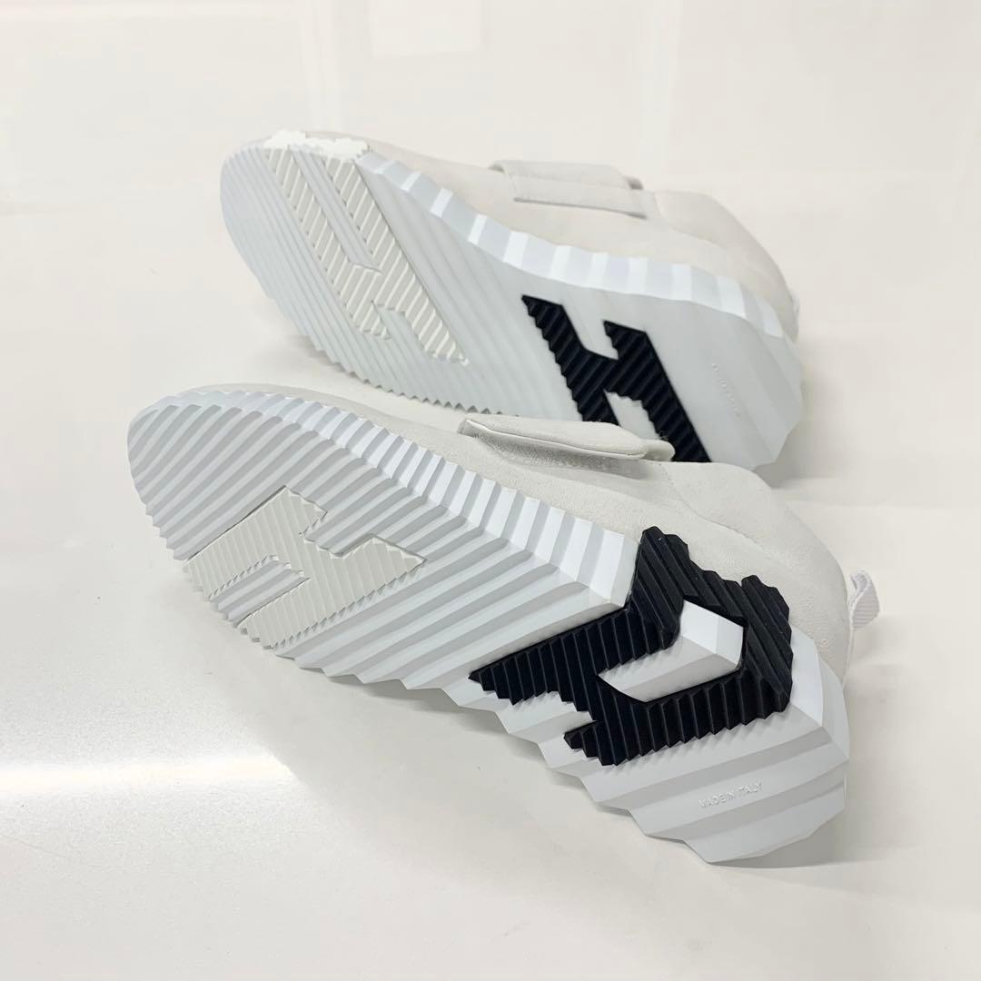 Hermes Suede Fabric Velcro Sneakers White