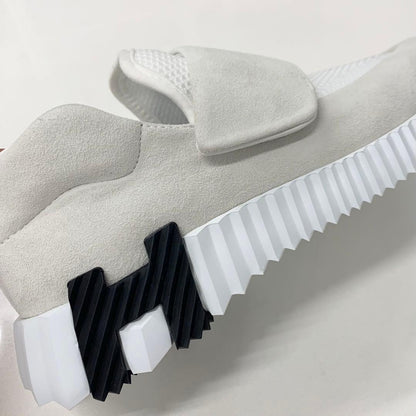 Hermes Suede Fabric Velcro Sneakers White