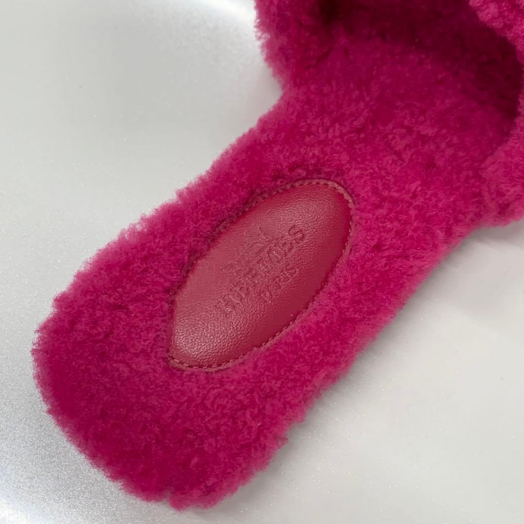 Hermes Oran Shearling Sandals Pink — view 7