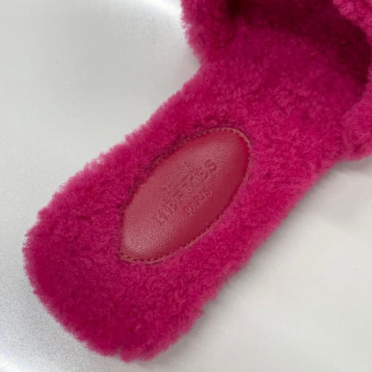 Hermes Oran Shearling Sandals Pink — view 7